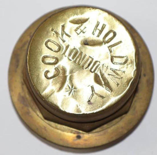 Brass Cook & Holdway Threaded Automobile Hub Cap: 3.25" diameter