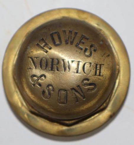 Brass Norwich Howes & Sons Threaded Automobile Hub Cap: 2.5" diameter
