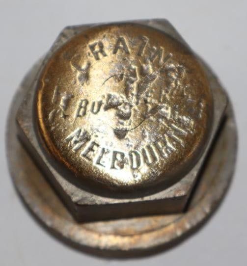Brass Crain Meleourn Builder Threaded Automobile Hub Cap: 2.5" diameter