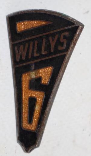 1931 Willys Six Radiator Emblem Badge: Cloisonne 1" x 2"