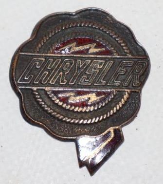 1927-1928 Chrysler Radiator Emblem Badge: Cloisonne 1.25" x 1.5"