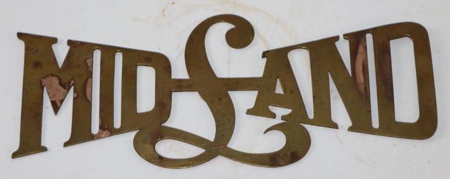 Brass Midland Automobile Radiator Emblem Script (1 of 2)
