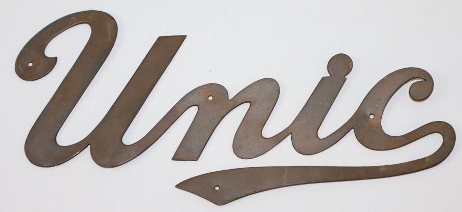 Brass Unic  Automobile Radiator Emblem Script (1 of 2)