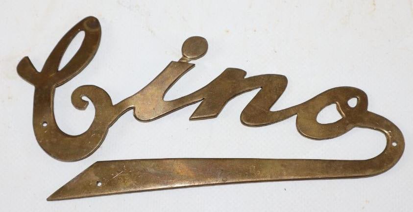 Brass Cino Automobile Radiator Emblem Script (1 of 2)