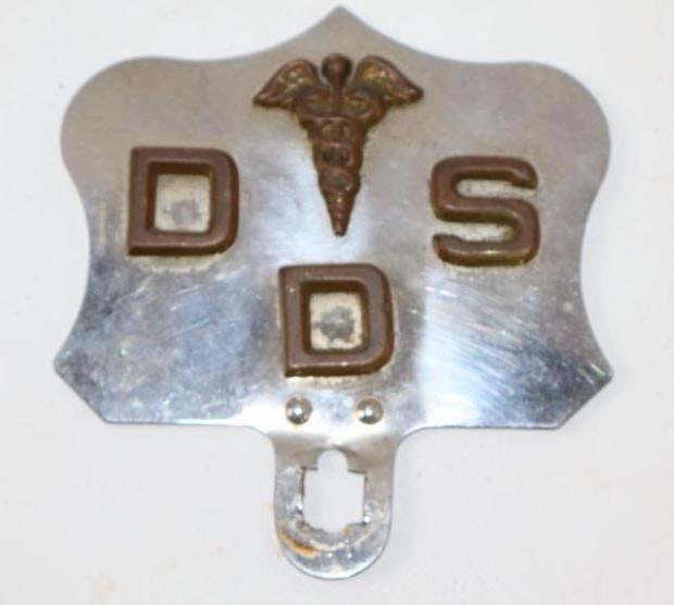 DDS Dentist Stainless Steel License Plate Topper: 5" x 5.25"
