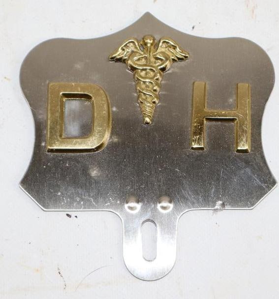 DH Dental Hygienist Stainless Steel License Plate Topper: 5" x 5.25"