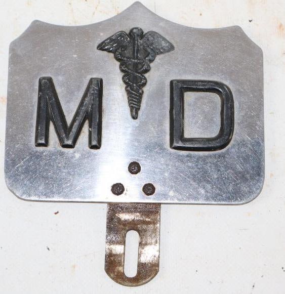 MD Medical Doctor Stainless Steel License Plate Topper: 4.75" x 5.25"