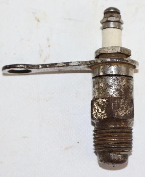 Early Automotive Spark Plug w/ Breech-Block Bracket (1 of 2)