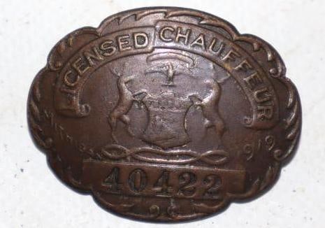 1919 Michigan Licensed Chauffeur Pin Badge (1 of 2)