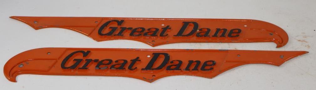 Pair of Great Dane Cast Aluminum Truck Emblems: 27" x 4.5", have been repainted