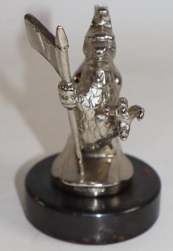1928-1930 Vauxhall Wyvern with Pennant Radiator Mascot Hood Ornament: 4" x 3" x 2.5". Mounted to metal base