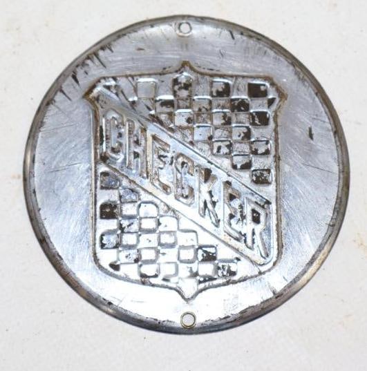 1930's Checker Cab Wheel Hubcap Emblem Badge: 3.5" Diameter