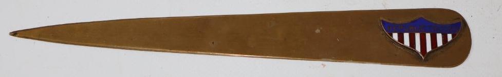 Brass Republic Trucks Letter Opener w/ Cloisonne Emblem: 9"