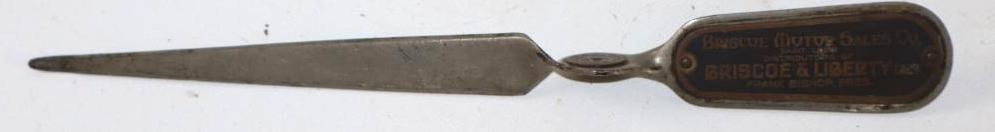 Briscoe Motor Sales Co St. Louis Letter Opener: 10"