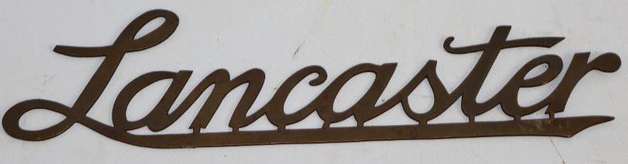 Brass Lancaster Automobile Radiator Emblem Script (1 of 2)