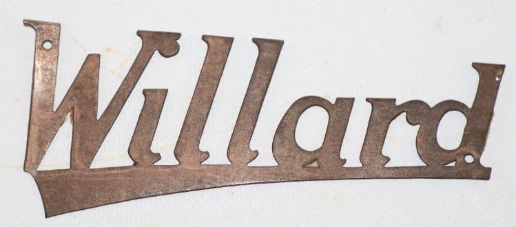 Brass Willard Automobile Radiator Emblem Script (1 of 2)