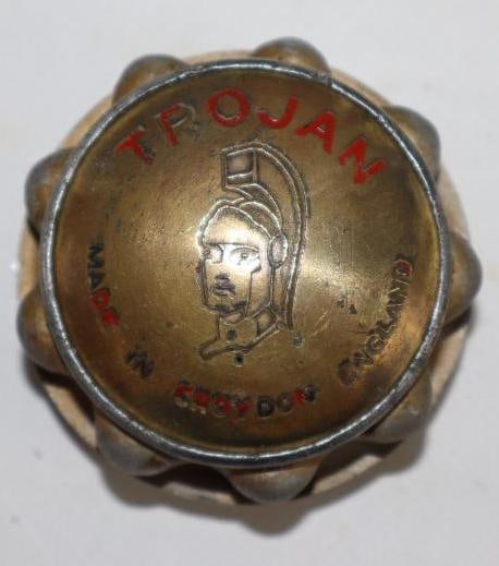 Trojan Croydon England Threaded Automobile Gas Cap: 2.25" diameter
