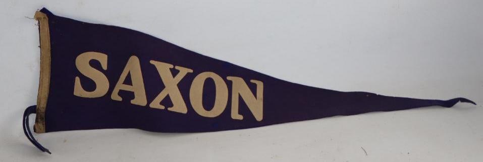 Saxon Motor Car Co. Felt Pennant: 29" x 8.5" has thumb tack holes & small tear