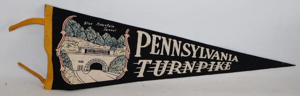 Pennsylvania Turnpike Blue Mountain Tunnel Felt Pennant: 26"x 8.5" has thumb tack holes