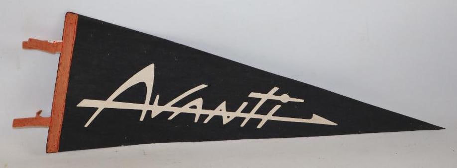 Avanti Motor Car Co. Felt Pennant: 24" x 8.5" has fading & thumb tack holes