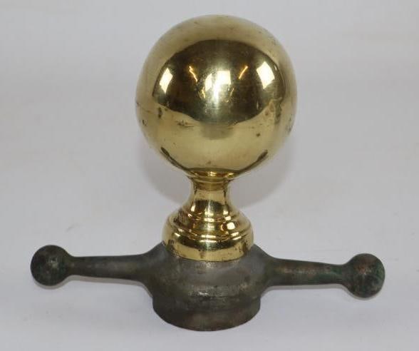 Brass Ball on Dogbone Cap Radiator Mascot Hood Ornament (1 of 3)