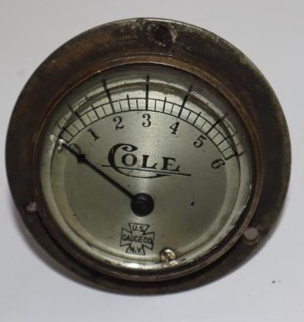 Cole Motor Car Co Oil Pressure Gauge: 2.75" x 3"