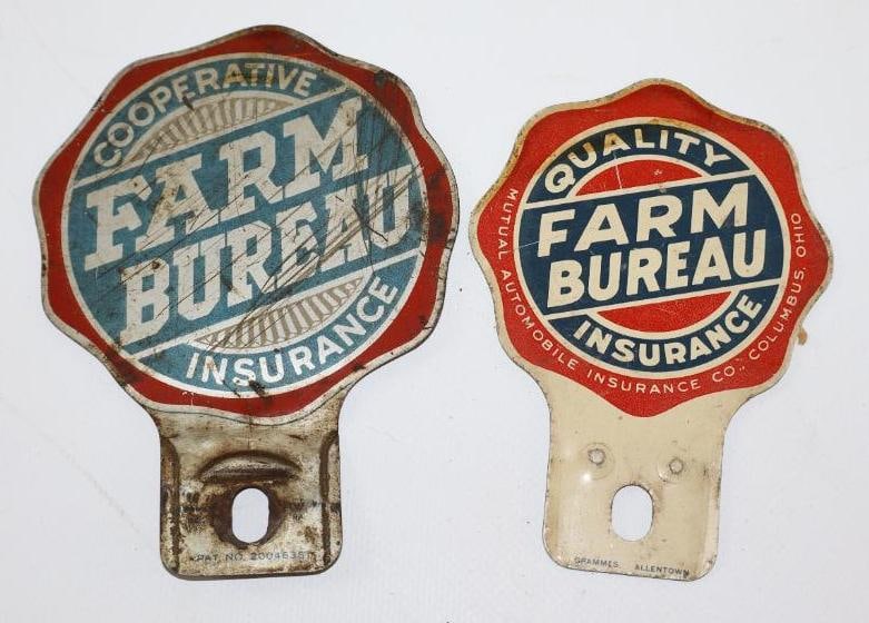 Group of 2 Different Farm Bureau Insurance Advertising License Plate Toppers (1 of 2)