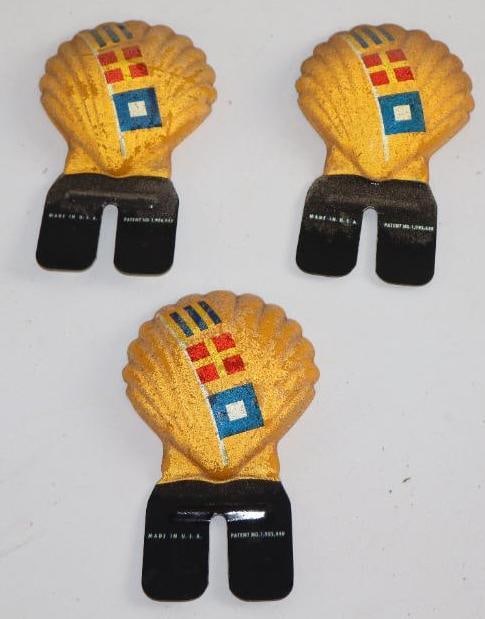 Group of 3 1940's Shell Gasoline "Share The Road" Advertising License Plate Toppers (1 of 2)