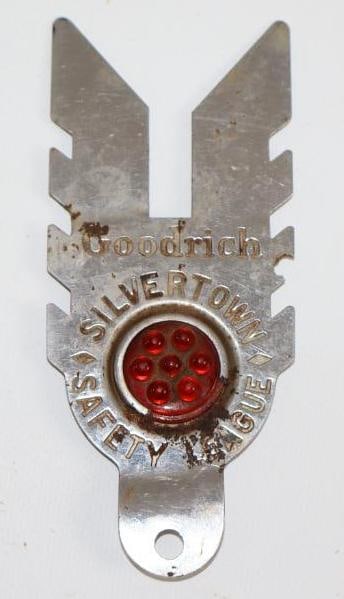 Goodrich Silvertown Safety League License Plate Topper Advertisement with Reflector: 5.25" x 2.25"