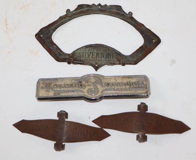 Group of 4 All-Wave Silvertone, Paramount, and Gas Pump Markers: Largest is 5" x 2.75"