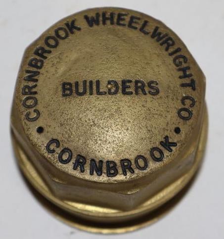 Brass Cornbrook Wheelwright Co. Carriage Builders CornbrookThreaded Automobile Hub Cap: 2.75" diameter