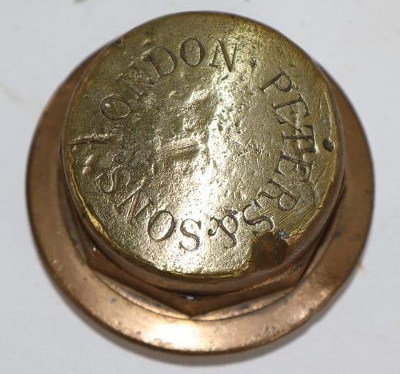 Brass Peters & Sons London Threaded Automobile Hub Cap: 3.25" diameter