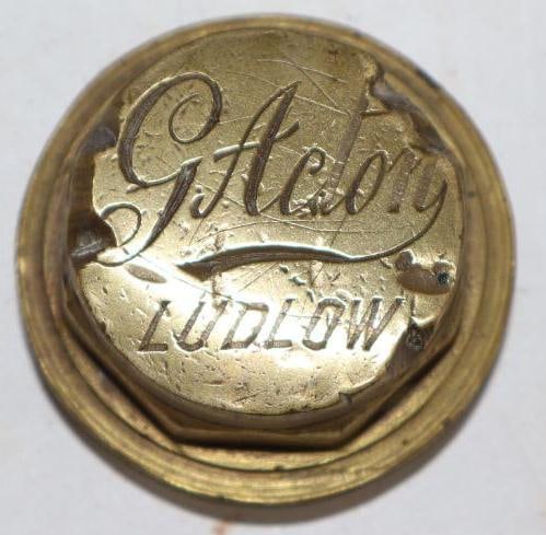 Brass G. Aclon Ludlow Threaded Automobile Hub Cap: 2.5" diameter