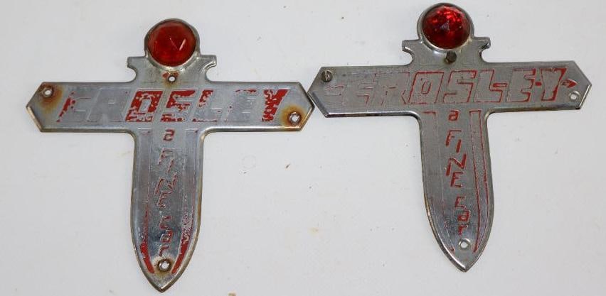 Group of 2 Crosley "A Fine Car" Radiator / Trunk Emblem Badges (1 of 2)