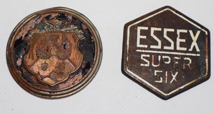 1928-1930 Group of 2 Essex Super Six and Oldsmobile Radiator Emblem Badge: Cloisonne, Largest is 2" Diameter