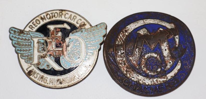 Group of 2 1920-1926 Reo and 1918-1920 Chalmers Radiator Emblem Badge (1 of 2)