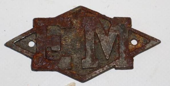 Cast EM Electro-Motive Off-Highway Mining Truck or Diesel Locomotive Emblem Badge: 3" x 1.5"
