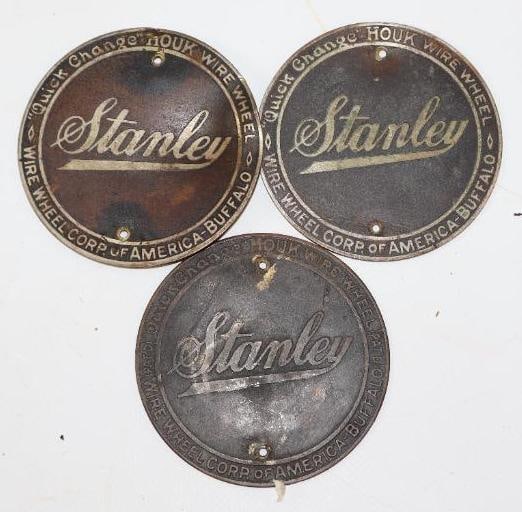 Group of 3 Stanley Steam Car Houk Wire Wheel Hubcap Center Emblem (1 of 2)