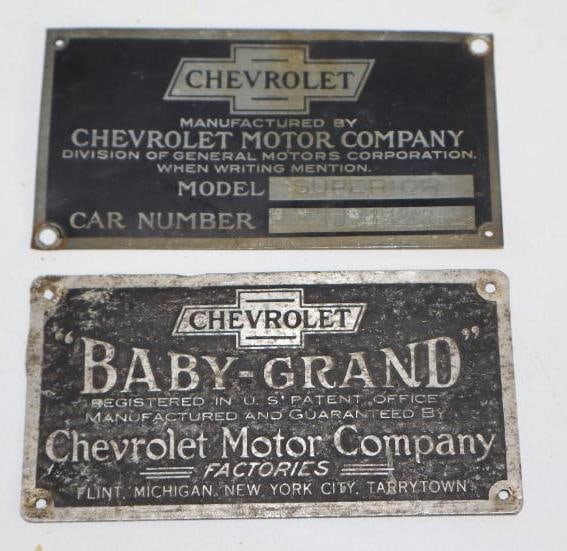 Group of 2 Chevrolet Superior and Baby Grand Serial Data Emblem Badge (1 of 2)