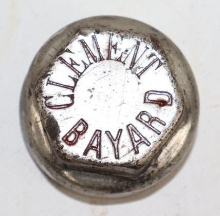 Clement Bayard Threaded Automobile Hub Cap: 2.25" diameter
