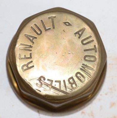 Brass Renault Automobiles Threaded Automobile Hub Cap: 2.5" diameter