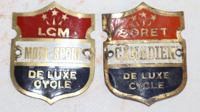 Group of 2 LCM & Soret Deluxe Cycle Bicycle Head Badges (1 of 2)