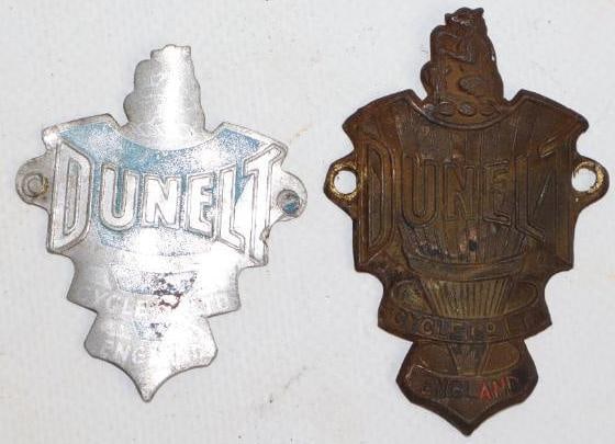 Group of 2 Dunelt Bicycle Head Badges (1 of 2)