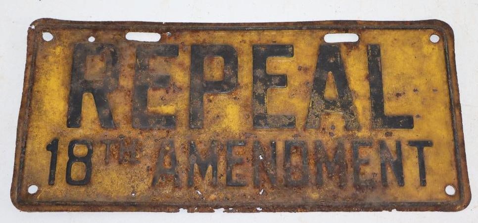 1920's Repeal 18th Amendment Booster License Plate (1 of 2)