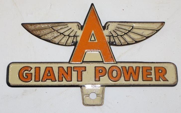 Flying A Giant Power Advertising License Plate Toppers (1 of 2)