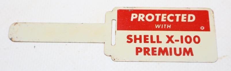 NOS Shell X 100 Premium Metal Oil Change Reminder Tag (1 of 2)