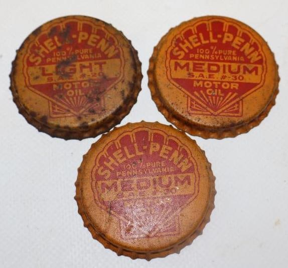 Group of 3 Shell- Penn 1 Qt Oil Bottle Lids (1 of 2)
