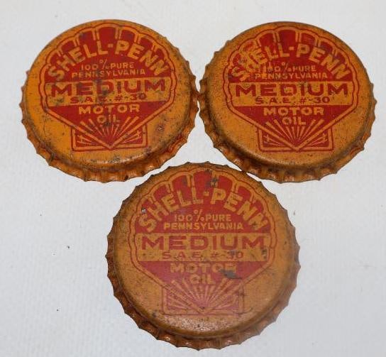 Group of 3 Shell- Penn 1 Qt Oil Bottle Lids (1 of 2)