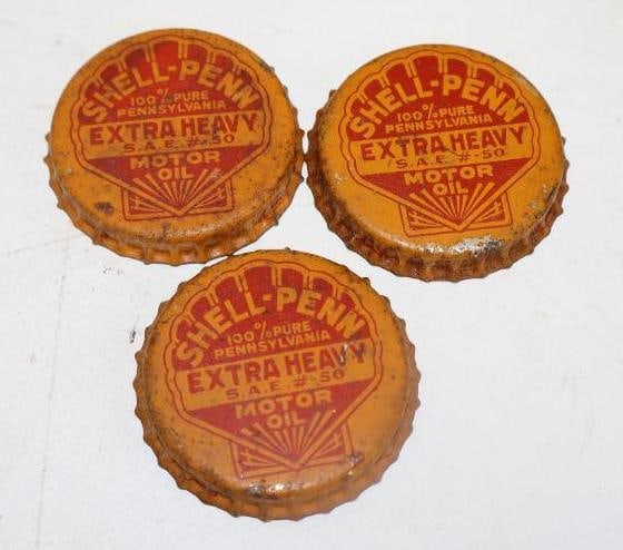 Group of 3 Shell- Penn 1 Qt Oil Bottle Lids (1 of 2)