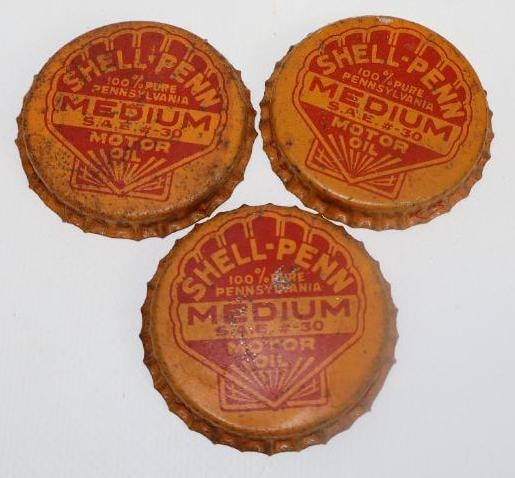 Group of 3 Shell- Penn 1 Qt Oil Bottle Lids (1 of 2)